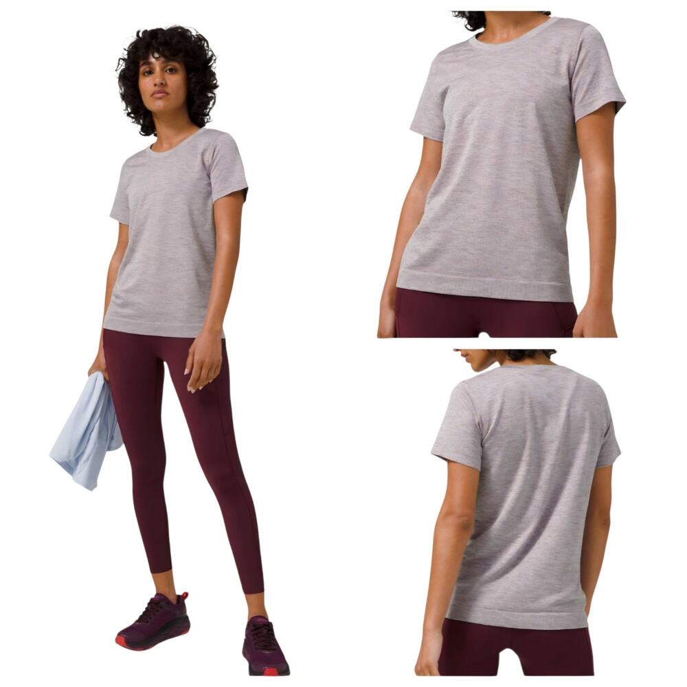 Lululemon Swiftly Relaxed Short Sleeve Shirt 2.0 Dapple Dot Slate /Fuchsia sz 10